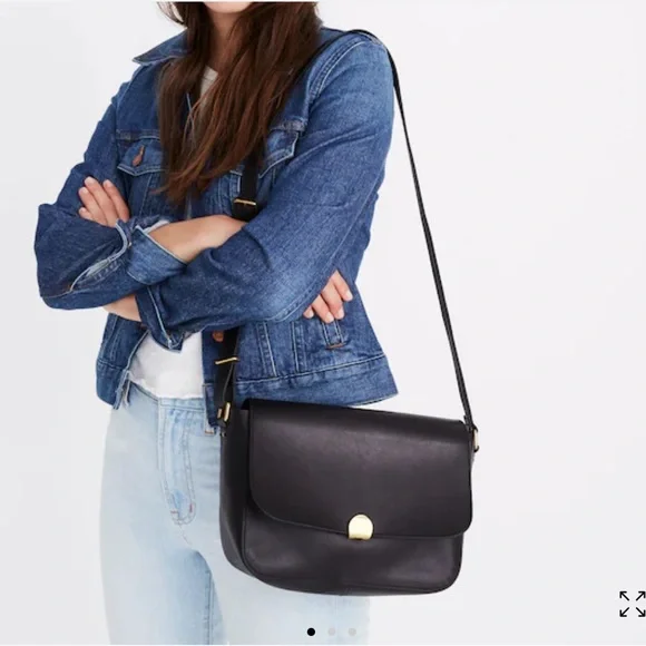 New Madewell The Abroad Leather Shoulder Bag Crossbody purse Black Spring Purse - Picture 2 of 7